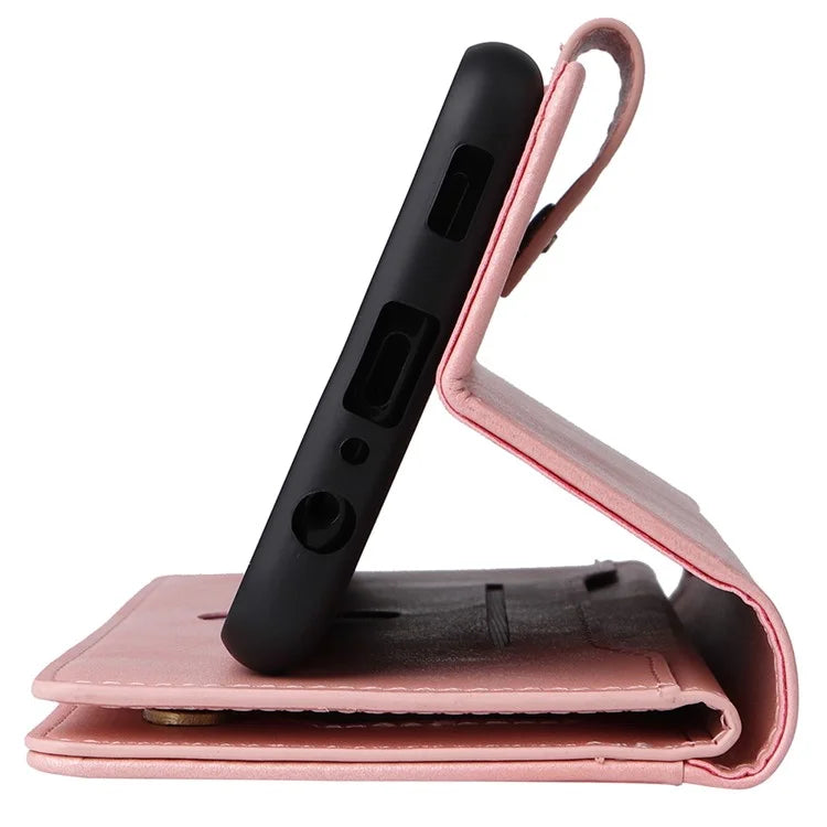 For Samsung Galaxy A05 4G Leather Case Wallet Zipper Pocket Phone Cover Rivet Decor