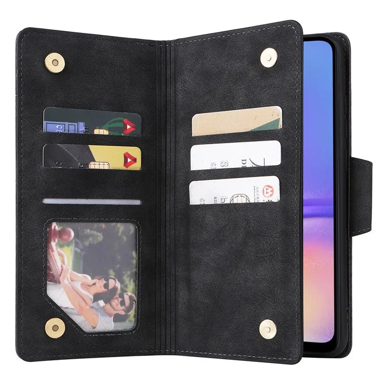 For Samsung Galaxy A05 4G Leather Case Wallet Zipper Pocket Phone Cover Rivet Decor