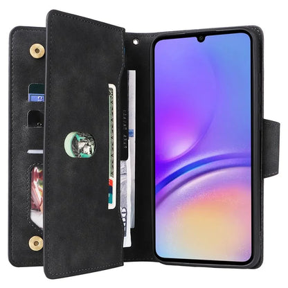 For Samsung Galaxy A05 4G Leather Case Wallet Zipper Pocket Phone Cover Rivet Decor