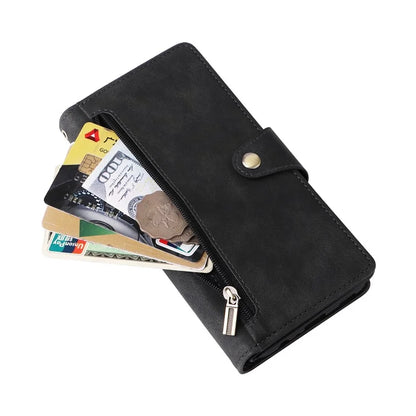 For Samsung Galaxy A05 4G Leather Case Wallet Zipper Pocket Phone Cover Rivet Decor