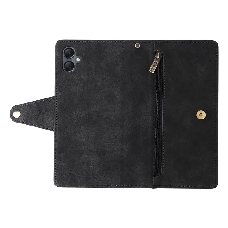 For Samsung Galaxy A05 4G Leather Case Wallet Zipper Pocket Phone Cover Rivet Decor