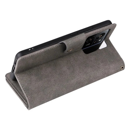 For Xiaomi 13T / 13T Pro / Redmi K60 Ultra Case Zipper Pocket PU Leather Phone Cover with Wrist Strap