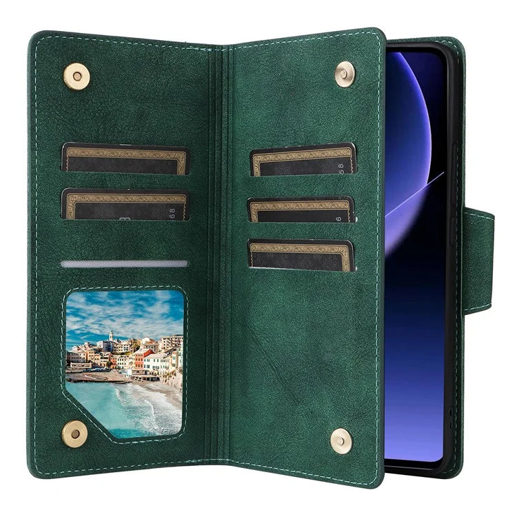For Xiaomi 13T / 13T Pro / Redmi K60 Ultra Case Zipper Pocket PU Leather Phone Cover with Wrist Strap