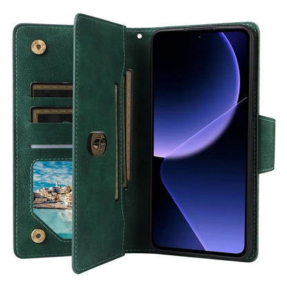 For Xiaomi 13T / 13T Pro / Redmi K60 Ultra Case Zipper Pocket PU Leather Phone Cover with Wrist Strap