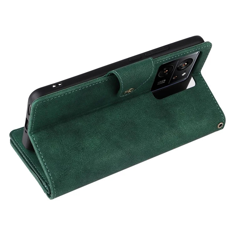 For Xiaomi 13T / 13T Pro / Redmi K60 Ultra Case Zipper Pocket PU Leather Phone Cover with Wrist Strap