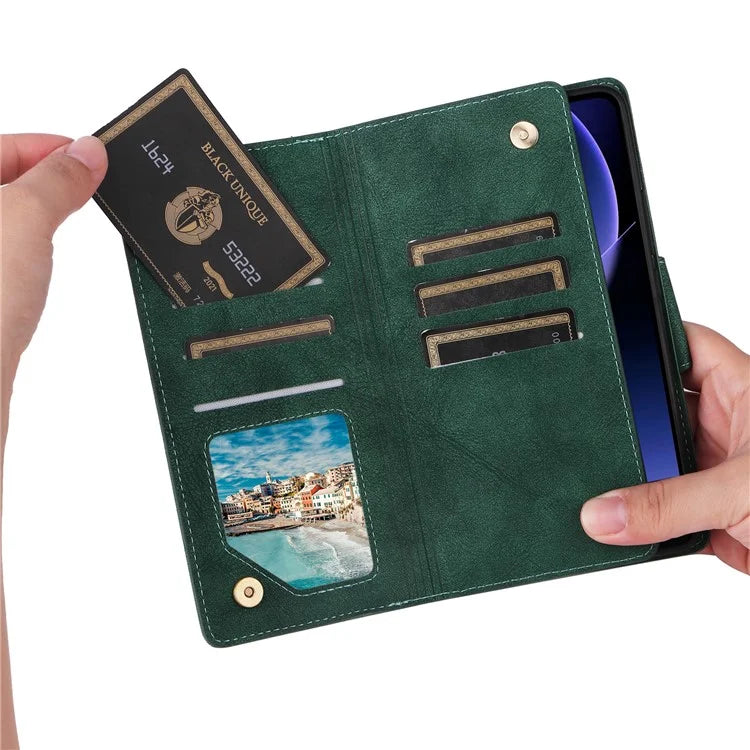 For Xiaomi 13T / 13T Pro / Redmi K60 Ultra Case Zipper Pocket PU Leather Phone Cover with Wrist Strap