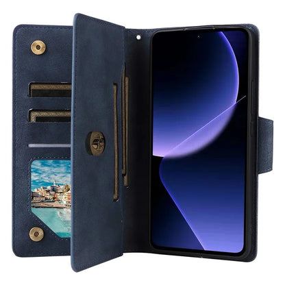 For Xiaomi 13T / 13T Pro / Redmi K60 Ultra Case Zipper Pocket PU Leather Phone Cover with Wrist Strap