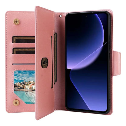 For Xiaomi 13T / 13T Pro / Redmi K60 Ultra Case Zipper Pocket PU Leather Phone Cover with Wrist Strap
