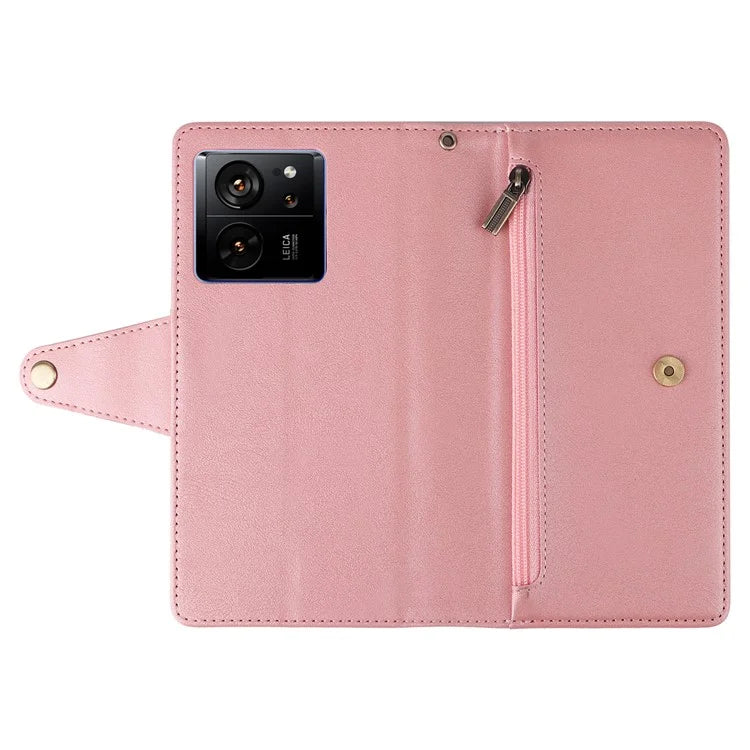 For Xiaomi 13T / 13T Pro / Redmi K60 Ultra Case Zipper Pocket PU Leather Phone Cover with Wrist Strap