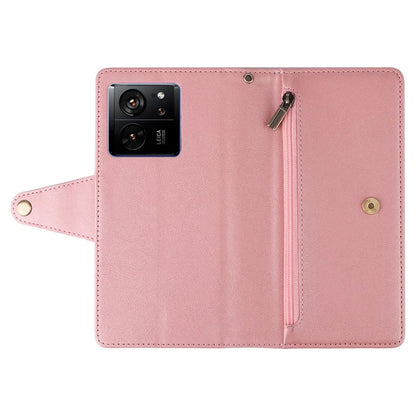 For Xiaomi 13T / 13T Pro / Redmi K60 Ultra Case Zipper Pocket PU Leather Phone Cover with Wrist Strap