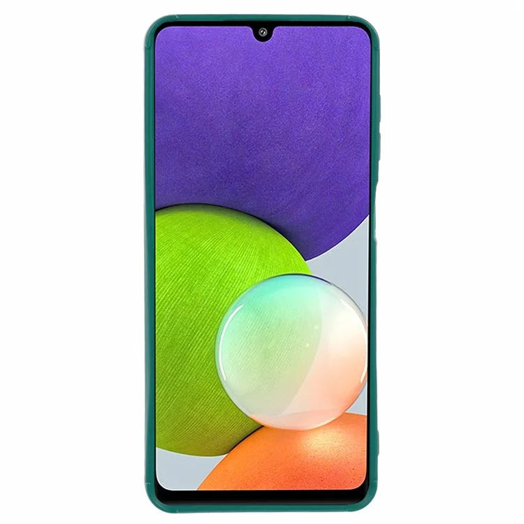 For Samsung Galaxy A22 4G (EU Version) Shockproof Case Down Jacket TPU Slim Phone Coverish Green