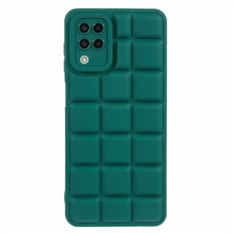 For Samsung Galaxy A12 / M12 / F12 Phone Case Down Jacket TPU Back Coverish Green