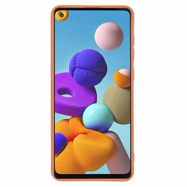 For Samsung Galaxy A21s TPU Case Cover Down Jacket Scratch-proof Mobile Phone Cover