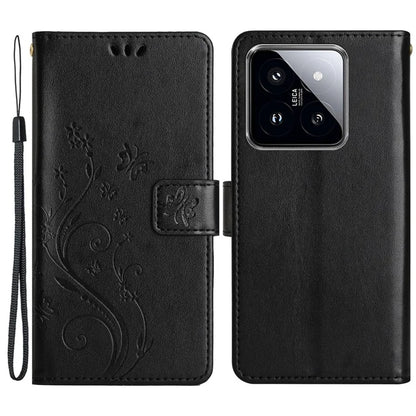 For Xiaomi 14 Case Wallet Card Slots Leather Phone Cover Butterfly Pattern