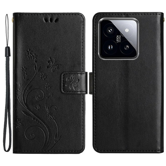 For Xiaomi 14 Case Wallet Card Slots Leather Phone Cover Butterfly Pattern