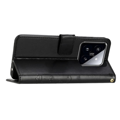 For Xiaomi 14 Case Wallet Card Slots Leather Phone Cover Butterfly Pattern