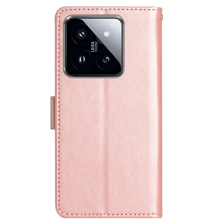 For Xiaomi 14 Case Wallet Card Slots Leather Phone Cover Butterfly Pattern
