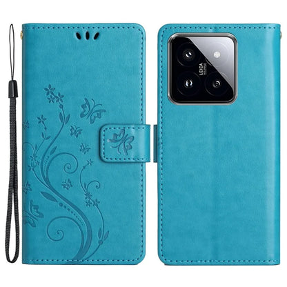 For Xiaomi 14 Case Wallet Card Slots Leather Phone Cover Butterfly Pattern
