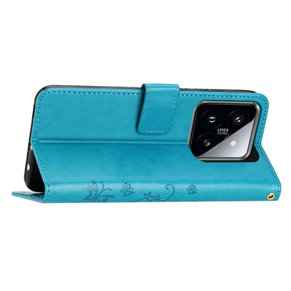 For Xiaomi 14 Case Wallet Card Slots Leather Phone Cover Butterfly Pattern