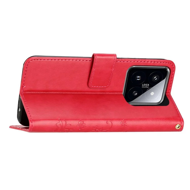 For Xiaomi 14 Case Wallet Card Slots Leather Phone Cover Butterfly Pattern
