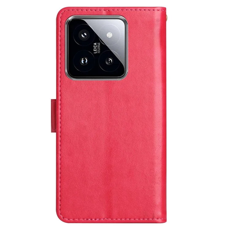 For Xiaomi 14 Case Wallet Card Slots Leather Phone Cover Butterfly Pattern