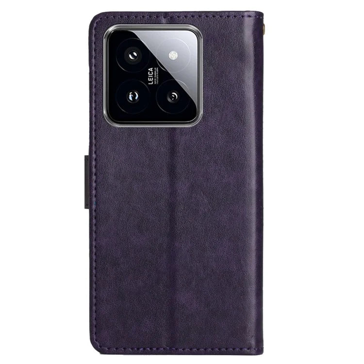 For Xiaomi 14 Case Wallet Card Slots Leather Phone Cover Butterfly Pattern