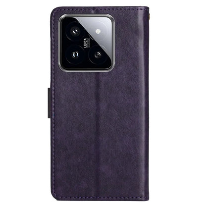 For Xiaomi 14 Case Wallet Card Slots Leather Phone Cover Butterfly Pattern