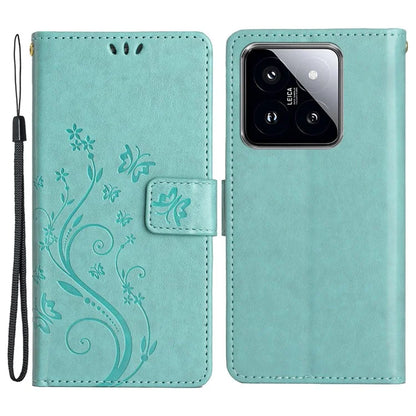 For Xiaomi 14 Case Wallet Card Slots Leather Phone Cover Butterfly Pattern