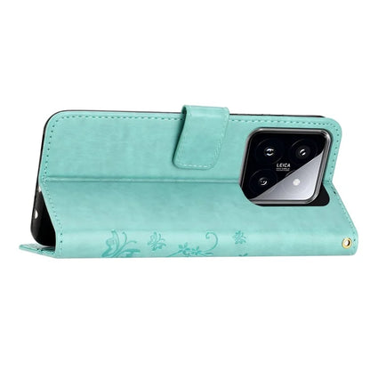 For Xiaomi 14 Case Wallet Card Slots Leather Phone Cover Butterfly Pattern