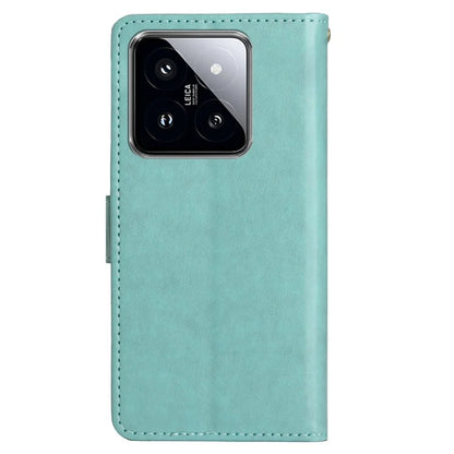 For Xiaomi 14 Case Wallet Card Slots Leather Phone Cover Butterfly Pattern