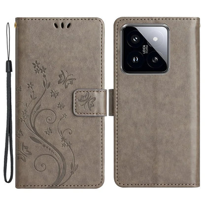 For Xiaomi 14 Case Wallet Card Slots Leather Phone Cover Butterfly Pattern