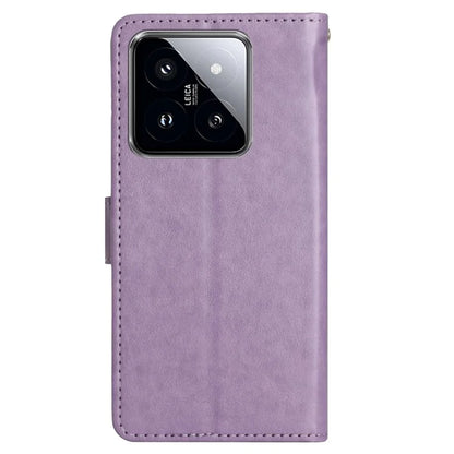 For Xiaomi 14 Case Wallet Card Slots Leather Phone Cover Butterfly Pattern