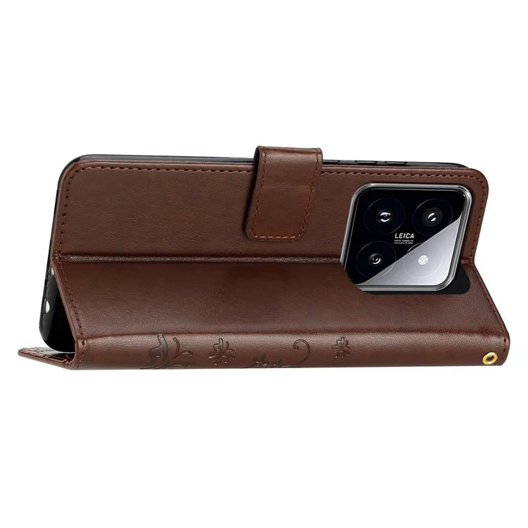For Xiaomi 14 Case Wallet Card Slots Leather Phone Cover Butterfly Pattern