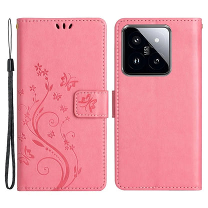 For Xiaomi 14 Case Wallet Card Slots Leather Phone Cover Butterfly Pattern