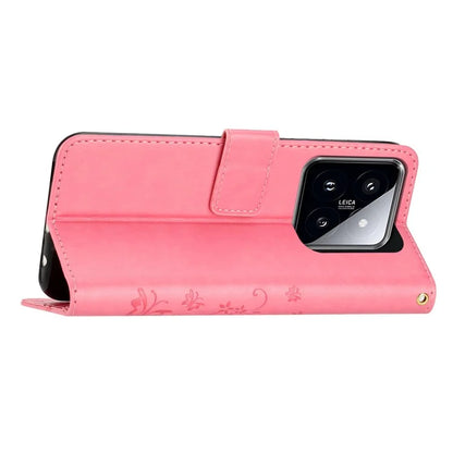For Xiaomi 14 Case Wallet Card Slots Leather Phone Cover Butterfly Pattern