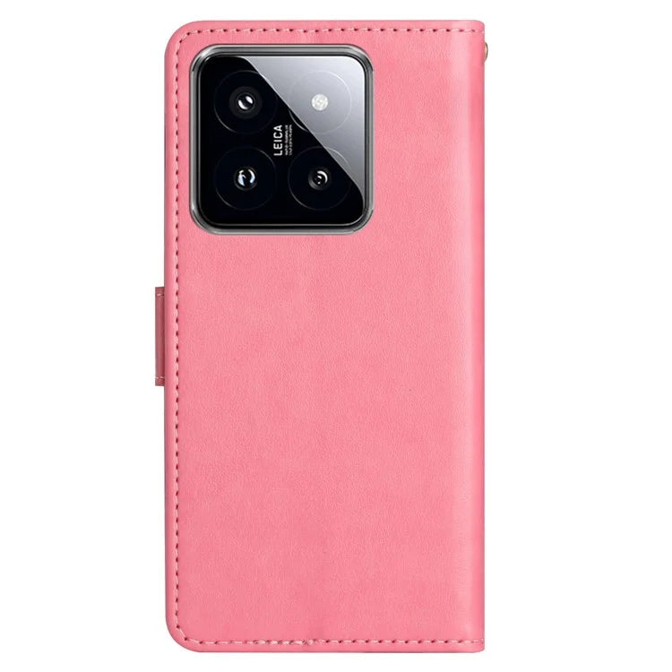 For Xiaomi 14 Case Wallet Card Slots Leather Phone Cover Butterfly Pattern