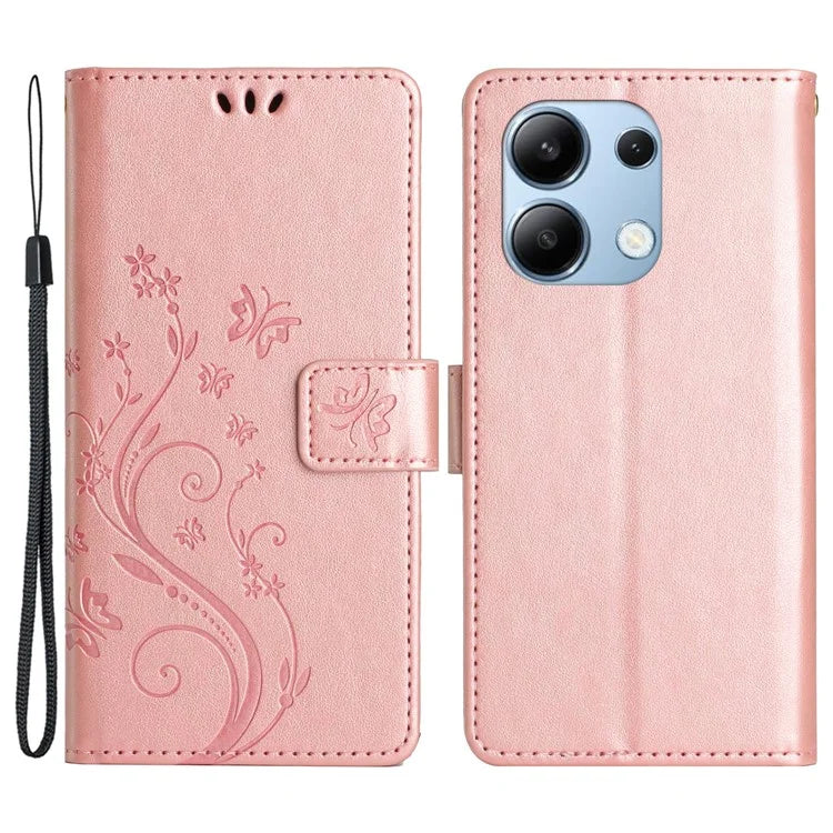 For Xiaomi Redmi Note 13 4G Case Wallet Stand Butterfly Leather Flip Phone Cover