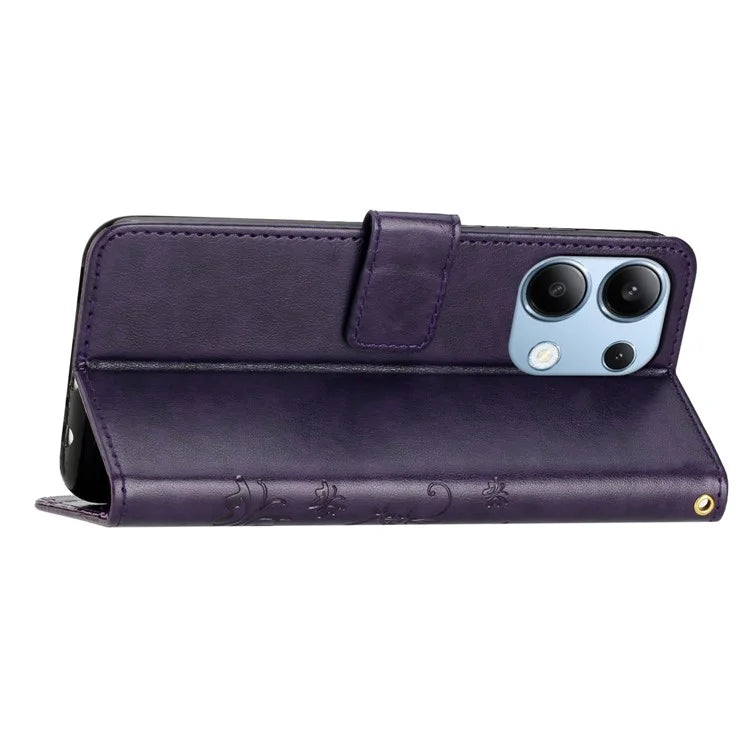 For Xiaomi Redmi Note 13 4G Case Wallet Stand Butterfly Leather Flip Phone Cover