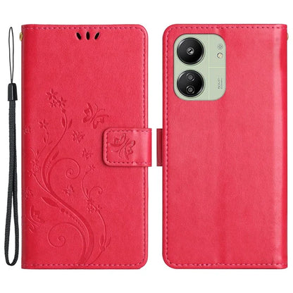 For Xiaomi Redmi 13C 4G / Poco C65 4G Leather Case Butterfly Phone Wallet Cover