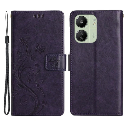 For Xiaomi Redmi 13C 4G / Poco C65 4G Leather Case Butterfly Phone Wallet Cover