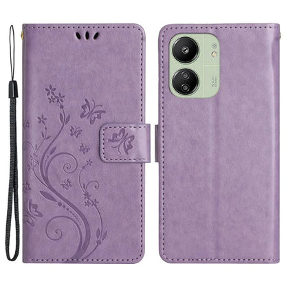 For Xiaomi Redmi 13C 4G / Poco C65 4G Leather Case Butterfly Phone Wallet Cover