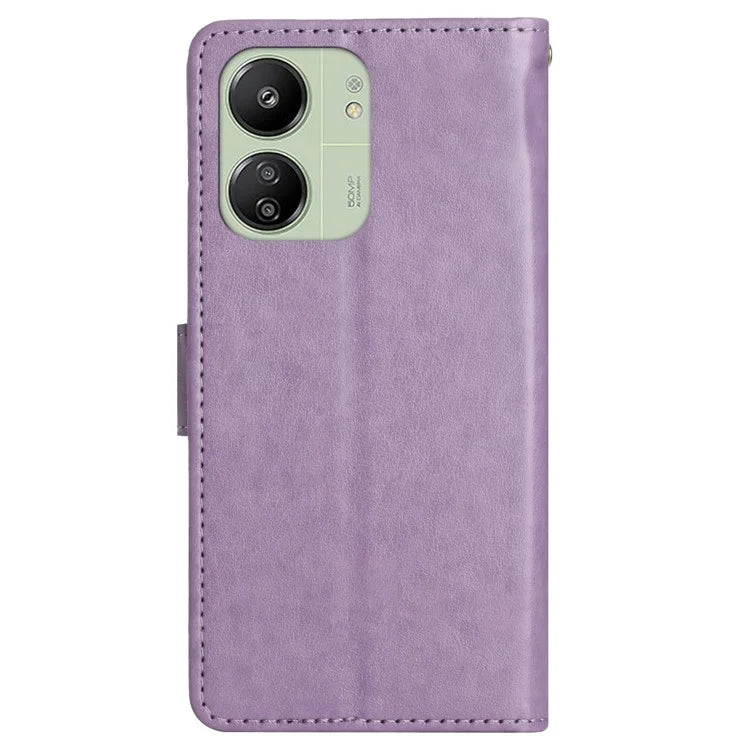 For Xiaomi Redmi 13C 4G / Poco C65 4G Leather Case Butterfly Phone Wallet Cover
