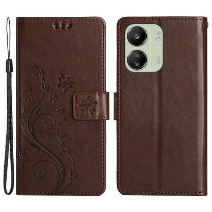 For Xiaomi Redmi 13C 4G / Poco C65 4G Leather Case Butterfly Phone Wallet Cover
