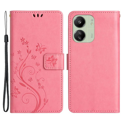 For Xiaomi Redmi 13C 4G / Poco C65 4G Leather Case Butterfly Phone Wallet Cover