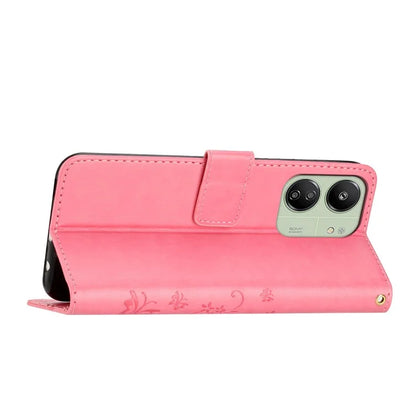 For Xiaomi Redmi 13C 4G / Poco C65 4G Leather Case Butterfly Phone Wallet Cover