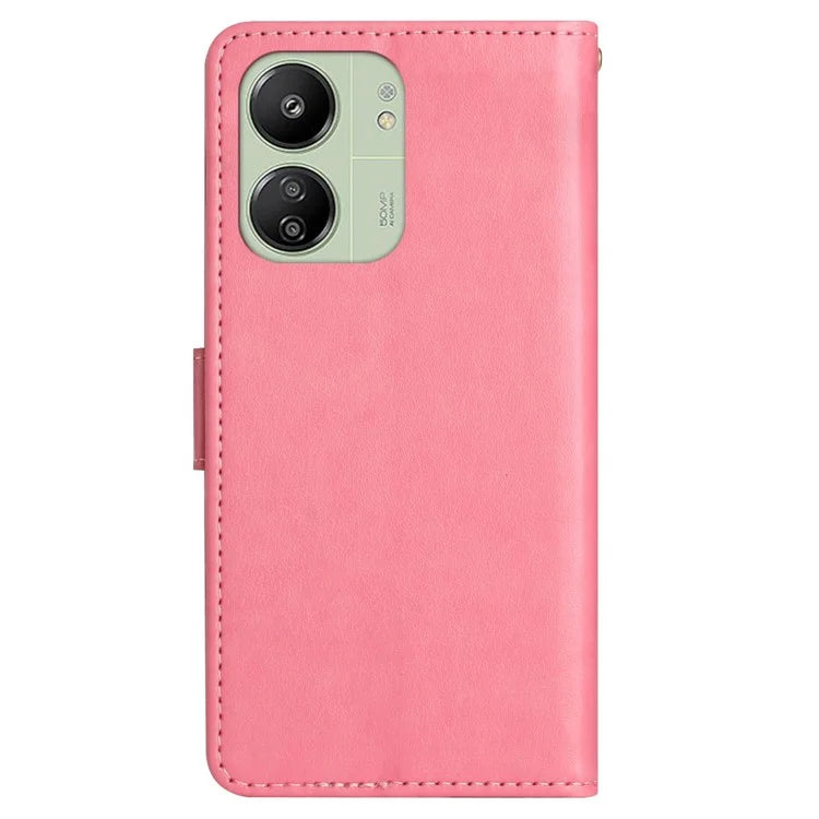 For Xiaomi Redmi 13C 4G / Poco C65 4G Leather Case Butterfly Phone Wallet Cover