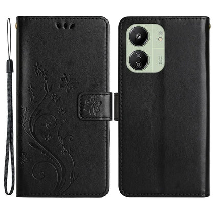 For Xiaomi Redmi 13C 4G / Poco C65 4G Leather Case Butterfly Phone Wallet Cover