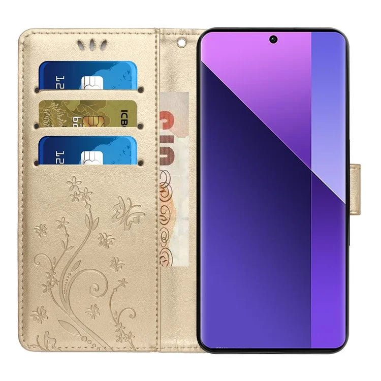 For Xiaomi Redmi Note 13 Pro 5G / Poco X6 5G Case Leather Wallet Cover Butterfly Imprinted