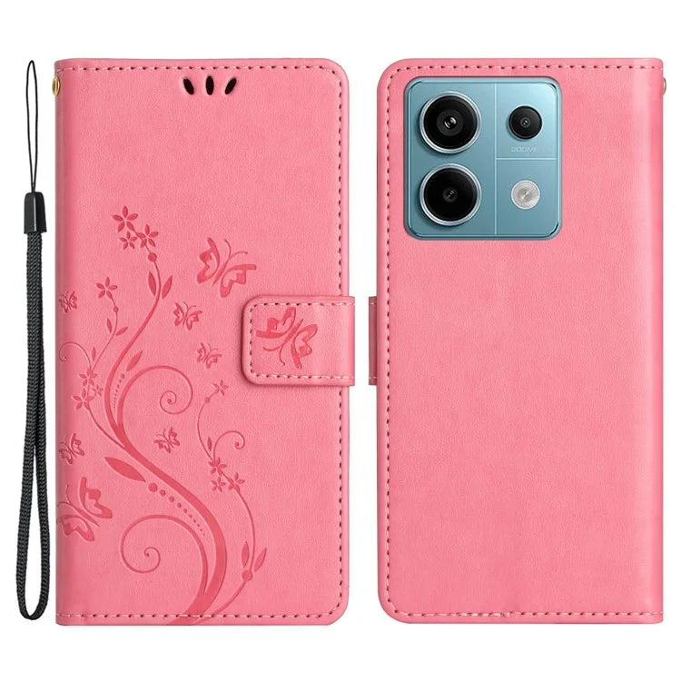 For Xiaomi Redmi Note 13 Pro 5G / Poco X6 5G Case Leather Wallet Cover Butterfly Imprinted