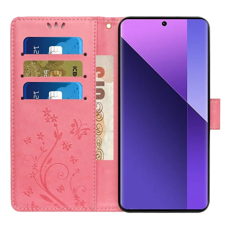 For Xiaomi Redmi Note 13 Pro 5G / Poco X6 5G Case Leather Wallet Cover Butterfly Imprinted